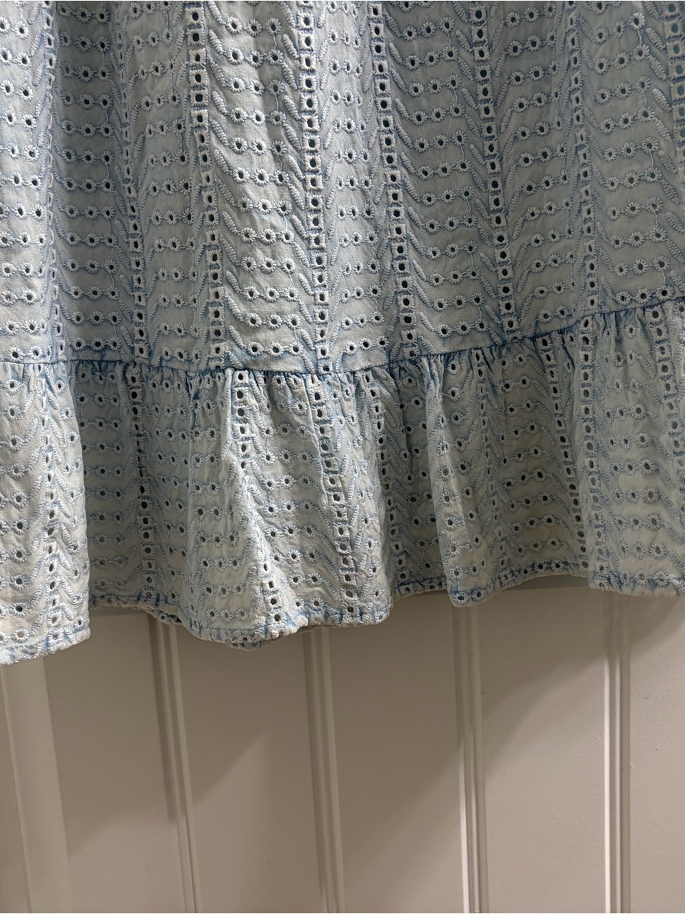 Sim & Sam Chambray Lt Blue Eyelet Babydoll Dress Sz M Cottage Coquette - Picture 5 of 5
